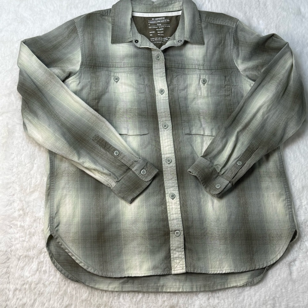 REI Coop Plaid Wallace Lake Flannel‎ ButtonUp Shirt Women XL Organic Cotton Fall - Picture 5 of 14